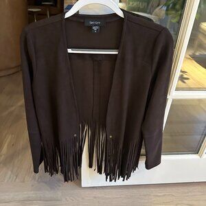 Faux suede chocolate brown jacket by Karen Kane size S